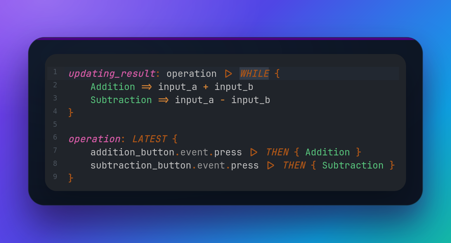 WHILE code example